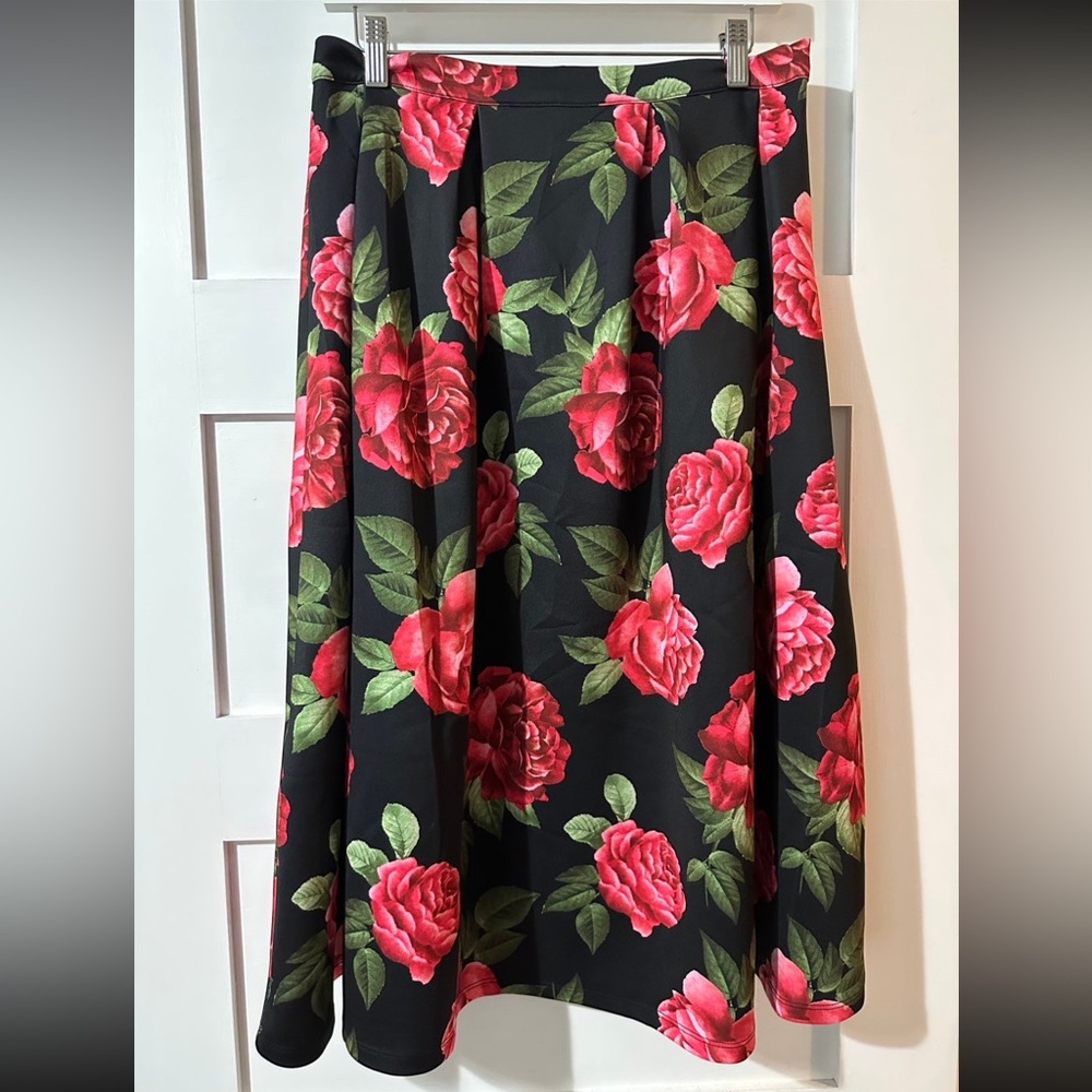 Floral A Line Midi Skirt